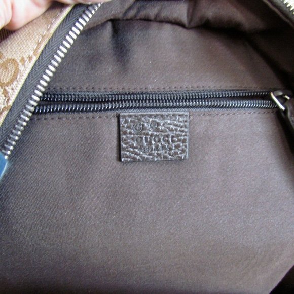Authentic GUCCI Canvas& Leather Beige/Brown ebony GG print Backpack Large UNISEX - Picture 15 of 15